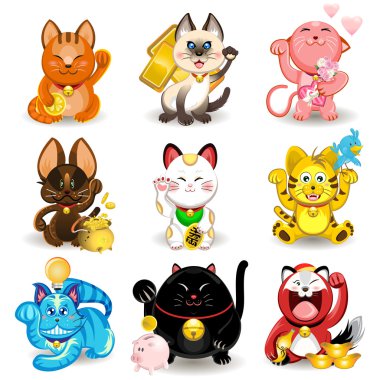 Maneki neko servet kedi koleksiyonu