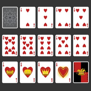Heart Suit Playing Cards Full Set clipart