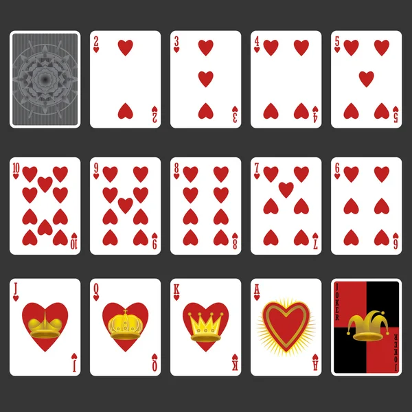 Terno de coração jogando cartas conjunto completo Gráficos Vetores