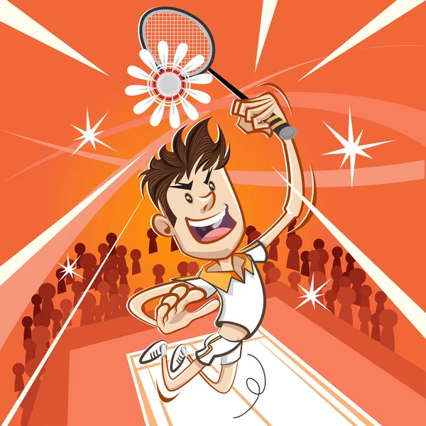 Jogador de Badminton masculino — Vetor de Stock