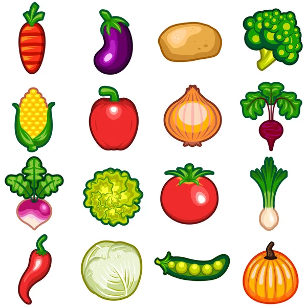 Jeu d'icônes légumes — Image vectorielle