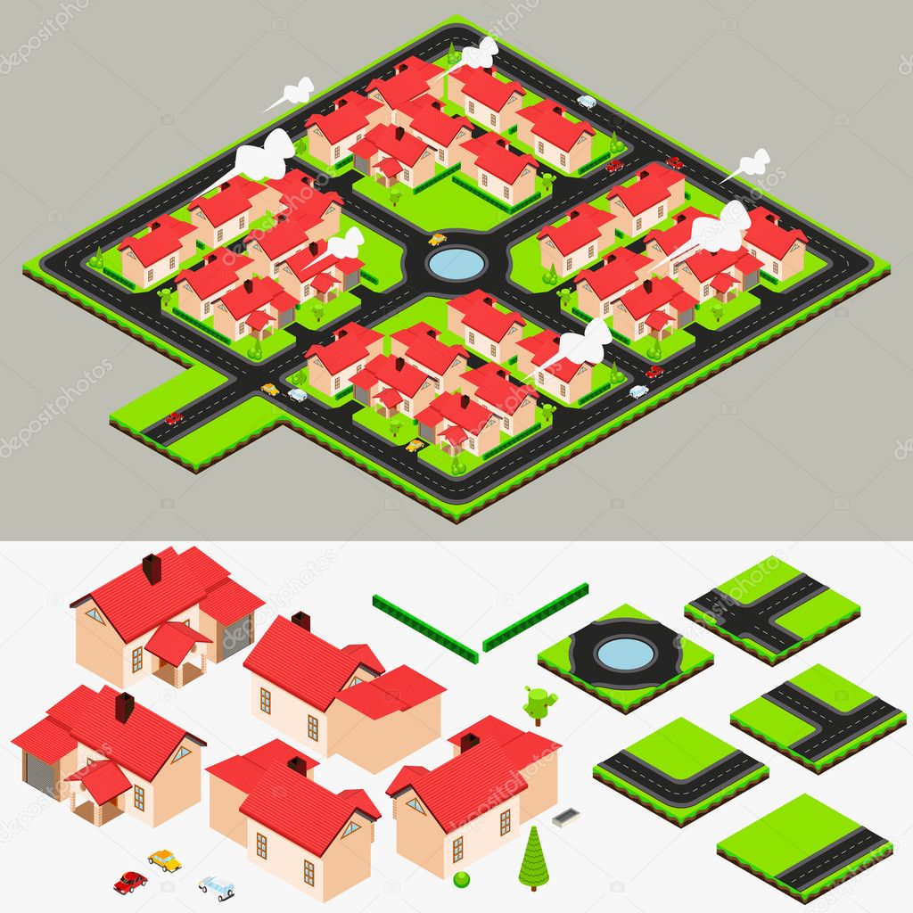 Isometric Cluster House Collection Set