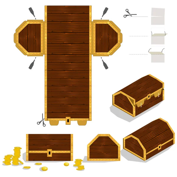 Design de caixa de embalagem de baú de tesouro —  Vetores de Stock