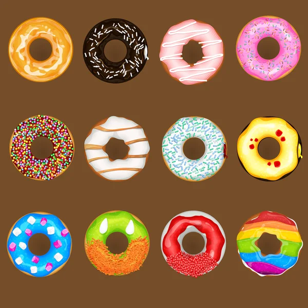 Donuts colección conjunto — Vector de stock