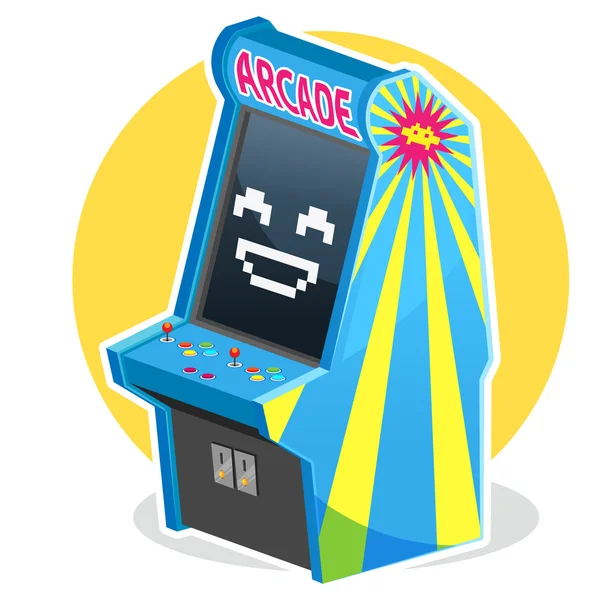 Blue Vintage Arcade Machine Game — Stock Vector