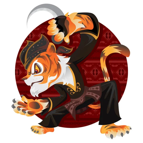 Tiger Performing Indonesian Martial Art Pencak Silat Silek Harimau — Stock Vector