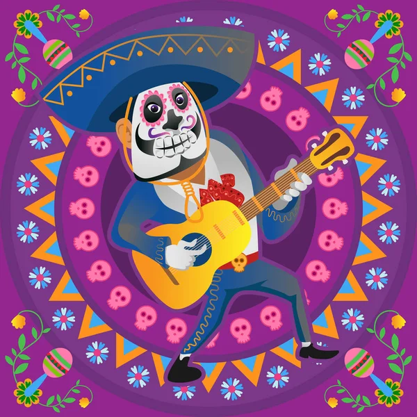 Dia Los Muertos死亡日墨西哥传统万圣节 — 图库矢量图片#
