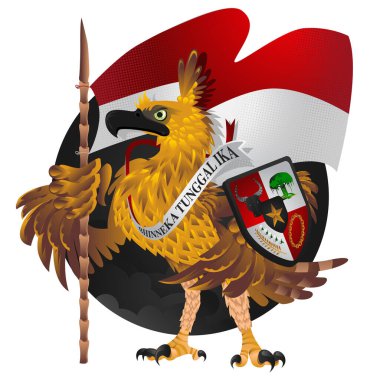 Javan Şahini Kartal Garuda Pancasila Endonezya Ülkesi Sembolü. Hari Lahir Pancasila
