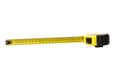 Beyaz arka plan üzerinde izole sarı ölçü bandı