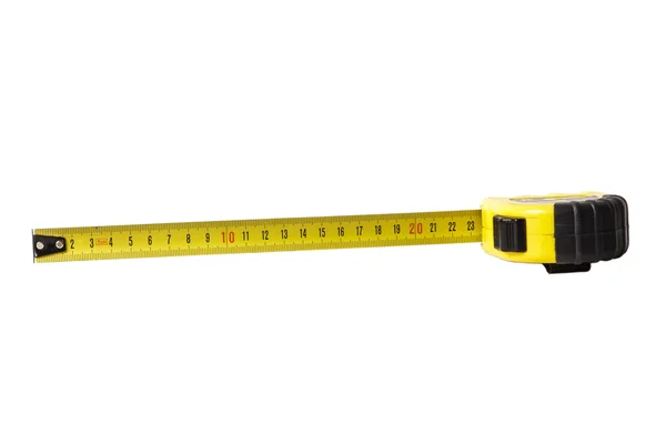 Páska žlutá opatření izolovaných na bílém pozadí — Stock fotografie