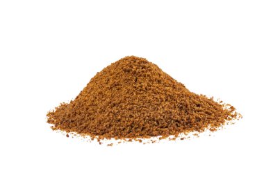 Hindistan cevizi şekeri yığını beyaz arka planda izole edildi..