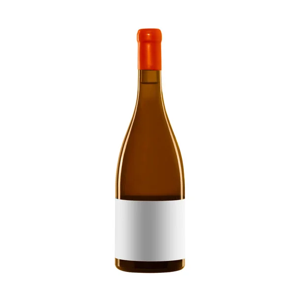 Біла Пляшка Вина Порожньою Етикеткою Ізольована Білому Тлі — стокове фото