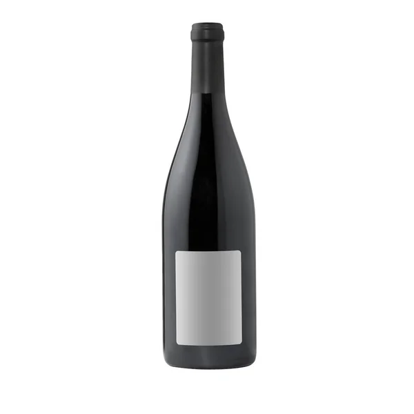 Botella Vino Tinto Con Etiqueta Blanco Aislada Sobre Fondo Blanco —  Fotos de Stock