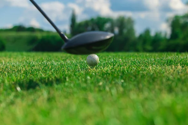 Golf oynuyordum. Golf sahası. Golf topu ve sopa.