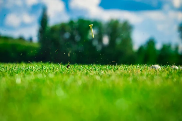 Spelar Golf Golfbana Golf Tee Efter Skott — Stockfoto