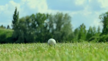 Golf oynuyordum. Golf sahası. Golf topu ve sopa.