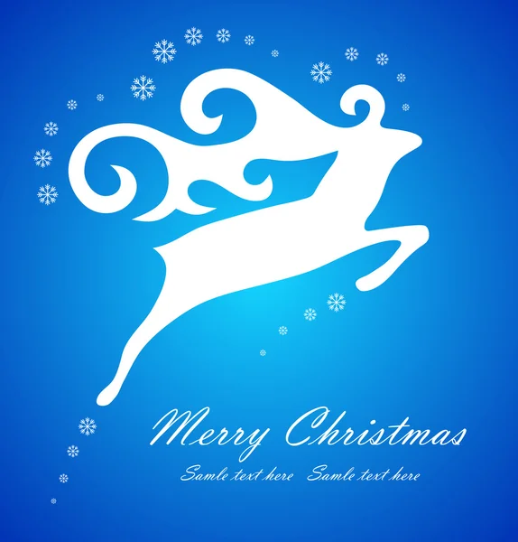 Cerf blanc de Noël sur fond bleu — Image vectorielle