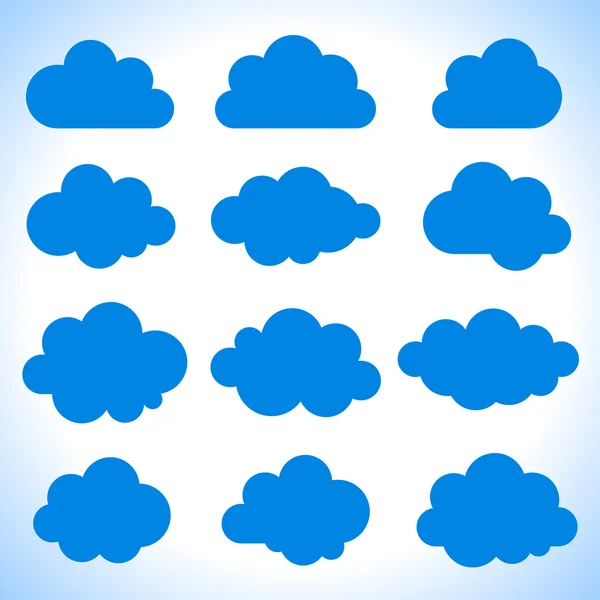 Set von 12 blauen Wolken Stockillustration