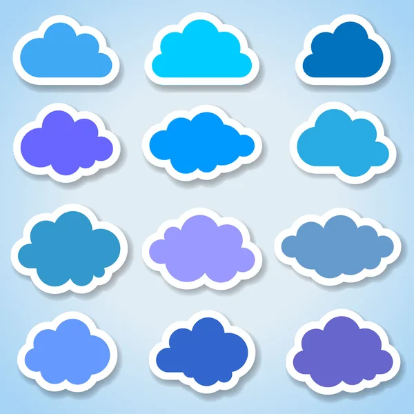 Satz von 12 Papier bunte Wolken Vektorgrafiken