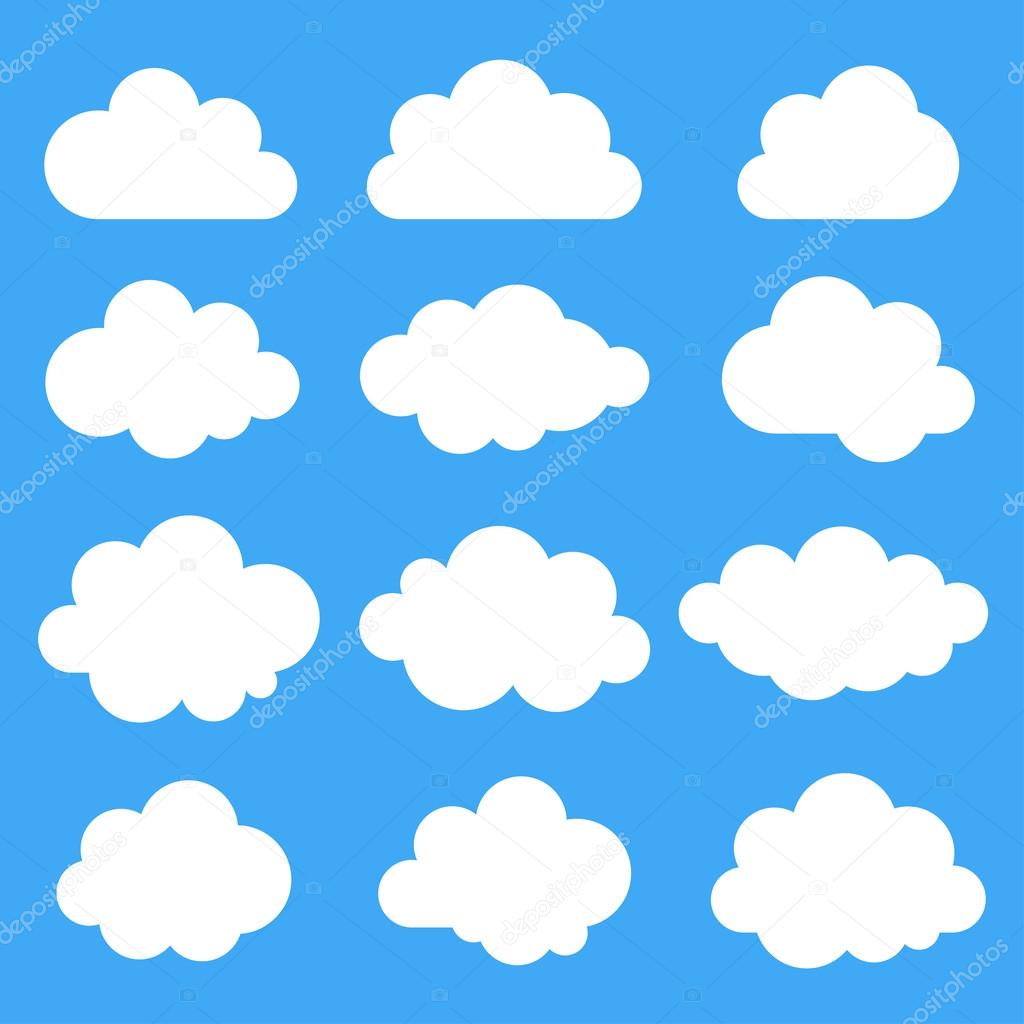 Set of 12 white clouds
