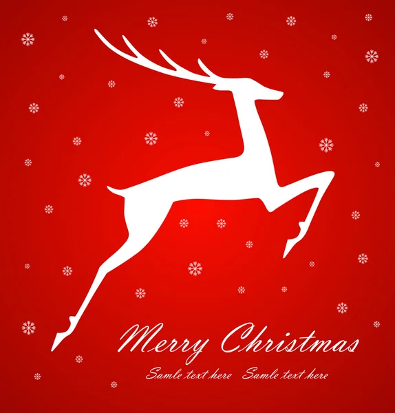 Ciervo de Navidad sobre fondo rojo — Vector de stock