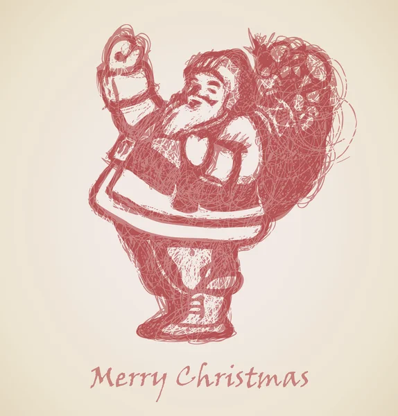 Croquis du Père Noël rouge — Image vectorielle