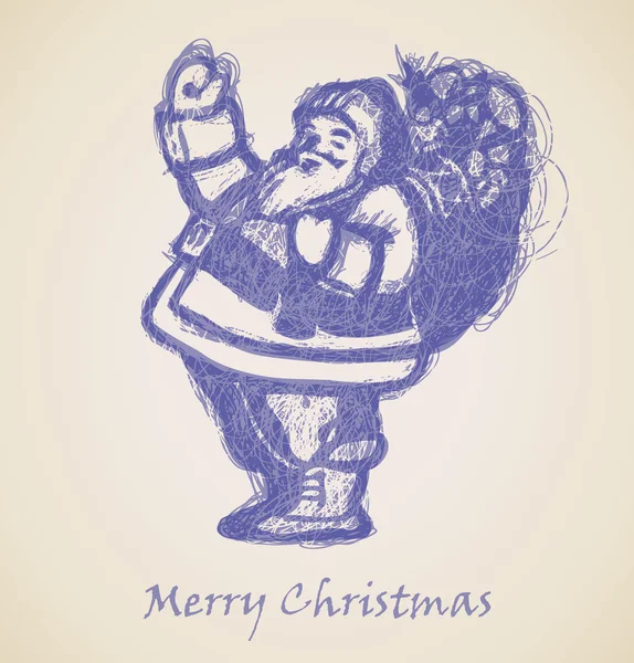 Blaue Weihnachtsmann-Skizze — Stockvektor