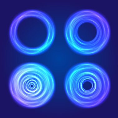 Set of blue glow circular shapes clipart
