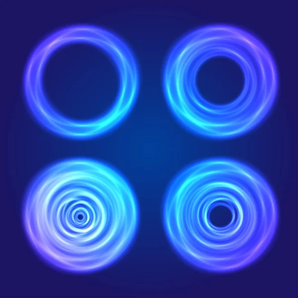 Set aus blauen leuchtenden Kreisformen — Stockvektor