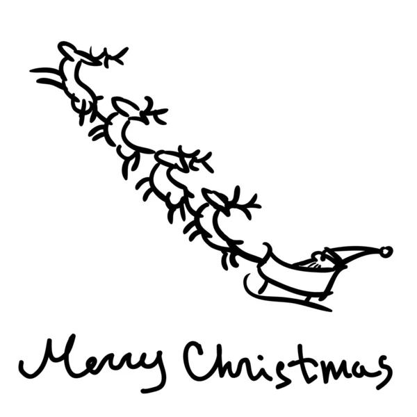 圣诞老人的雪橇素描，矢量图 — 图库矢量图片