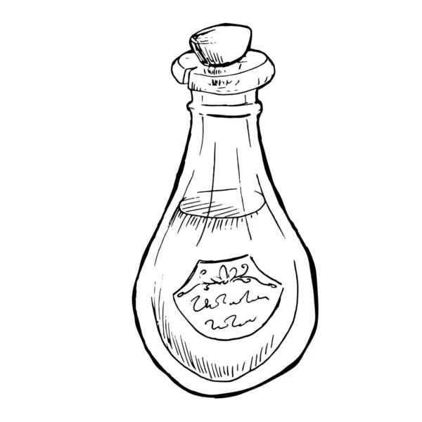 Alchemy Bottle Vector Illustration Isolated White Backgroun — Stock Vector