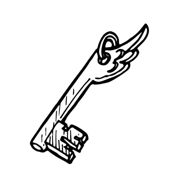 Рука Намальована Фентезійний Ключ Ізольовано Білому Тлі Векторні Ілюстрації — стоковий вектор