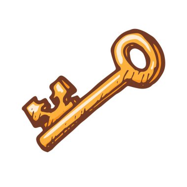 El Çizimi Anahtarı beyaz arkaplan vektör resimlemesinde izole edildi