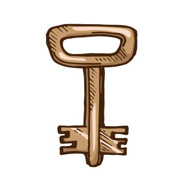 El Çizimi Anahtarı beyaz arkaplan vektör resimlemesinde izole edildi