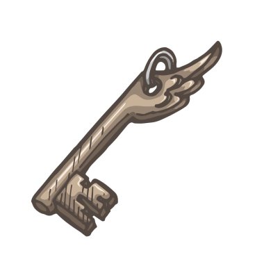 Beyaz arkaplan vektör illüstrasyonunda el çizimi fantezi anahtarı izole