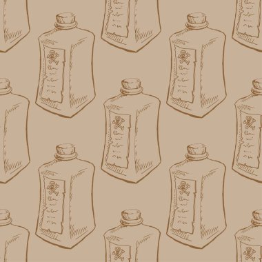 Kusursuz bir zehir şişesi deseni. El çizimi vektör illüstrasyonu