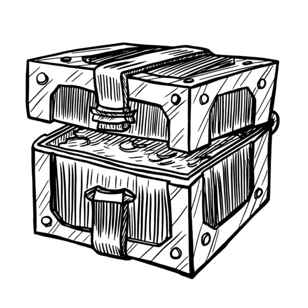 Handgetekende Vector Illustratie Van Kist Geïsoleerd Witte Achtergrond — Stockvector