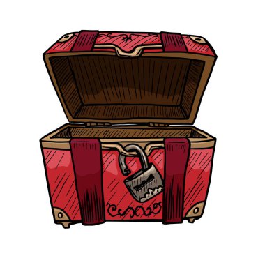 hazine sandığı çizimi beyaz arkaplanda izole edildi