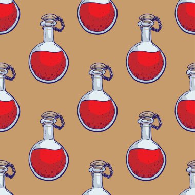 Klasik simya şişesinin kusursuz vektör deseni 