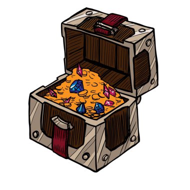 hazine sandığı çizimi beyaz arkaplanda izole edildi