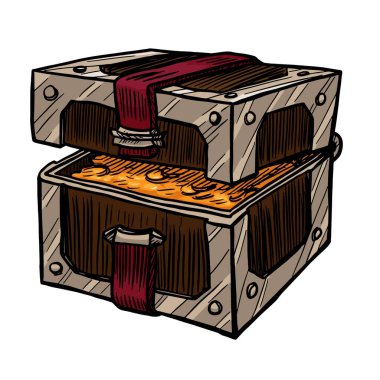 hazine sandığı çizimi beyaz arkaplanda izole edildi