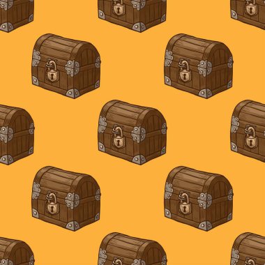 Hazine sandıkları vektör çiziminin kusursuz deseni