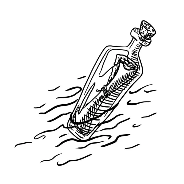 Massage Bottle Hand Drawn Vector Illustration Isolated White Background — Stock Vector