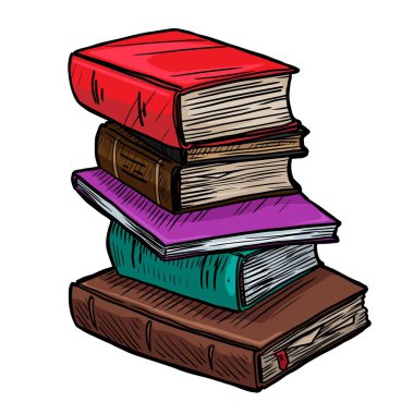 Beyaz arkaplan vektör illüstrasyonuna izole kitap yığını