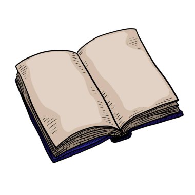 Açık kitap vektör illüstrasyon izole beyaz zemin üzerine