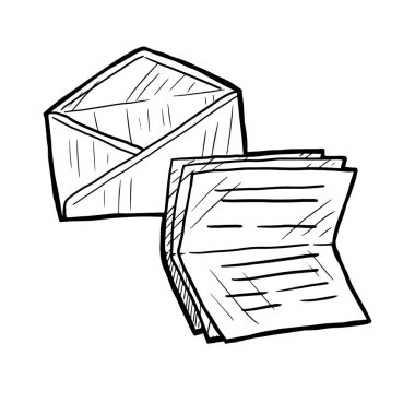 zarf ve harf el çizimi vektör çizimi aç