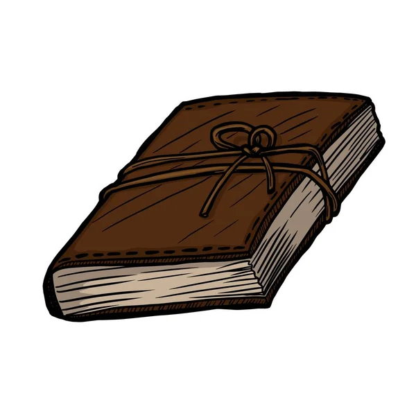 Кожаный Старый Дневник Изолирован Белом Фоне Векторная Иллюстрация — стоковый вектор