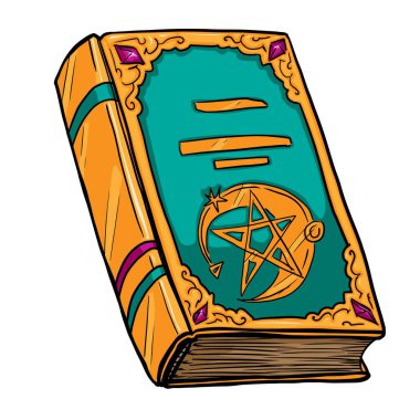Sihirli kitap vektör çizimi beyaz arkaplanda izole edildi