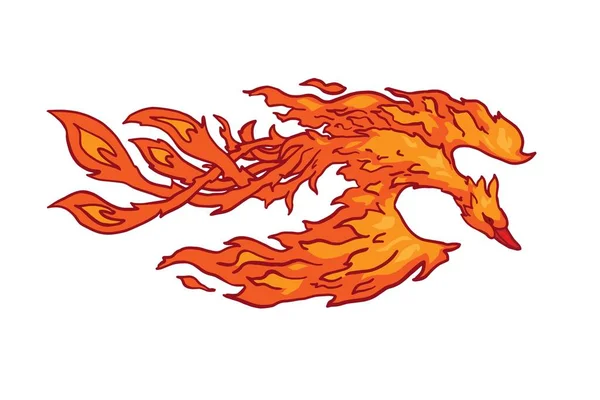 Phoenix Isoliert Auf Weißem Hintergrund Vektor Illustration — Stockvektor