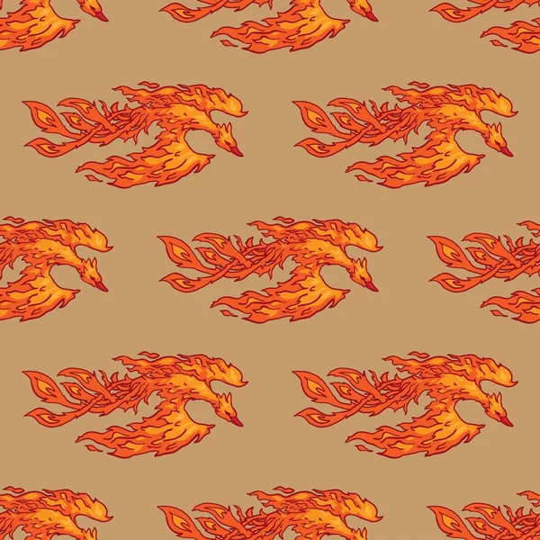 Sepya arkaplan vektörü illüstrasyonunda Phoenix pürüzsüz desen